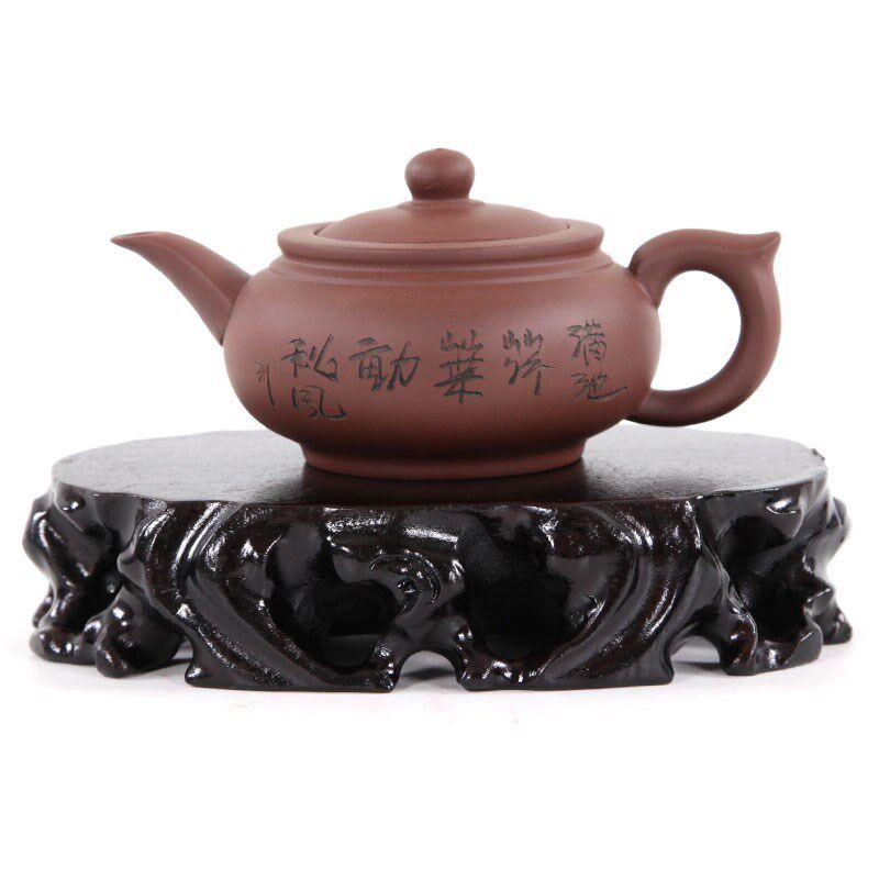 树林丰红木雕刻工艺品奇石底座实木根雕可挖槽椭圆形玉石木托底座