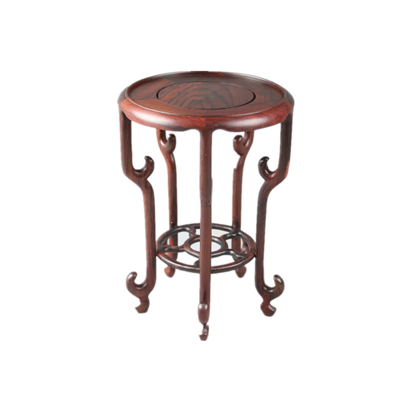 红酸枝黑檀圆形盆景底座 摆件小花几底座 茶壶玉石古玩红木架子