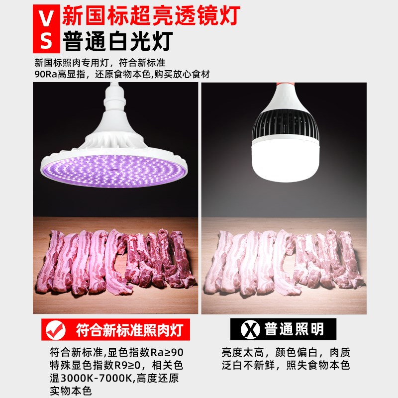 新国标全光谱led铝壳生鲜灯猪肉熟食店专用海鲜水果卤菜卤肉白光