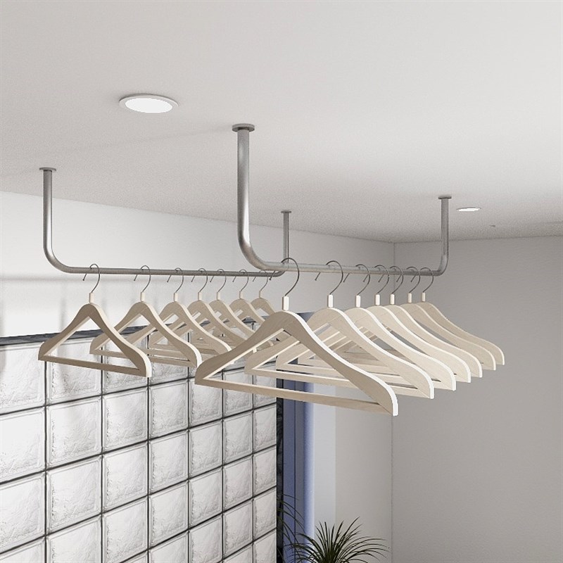 锈钢晾衣杆子阳台顶吊装晾衣架家用固定式晒衣杆单杆凉衣架吊座