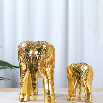 大象实木雕刻招财吸水象泰式酒柜办公室客厅乔迁礼品装饰摆设