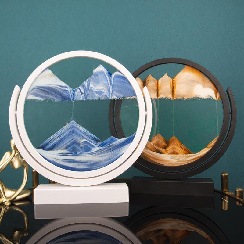 3D立体流沙画山水流沙摆件装饰玻璃工艺品办公室沙漏画艺术饰品图片