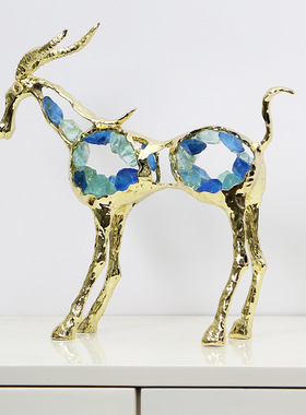 现代轻奢创意镂空羊摆件办公室客厅玄关电视柜酒柜书柜装饰摆设