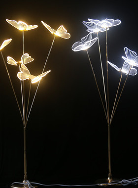 新款婚庆道具发光拉丝蝴蝶路引立式银杏叶婚礼舞台迎宾区装饰摆件