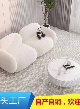 简约现38812豆腐块店服装铺双小沙发网红款北欧客厅代小户人型布