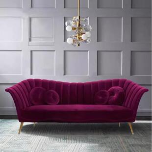 A57北欧轻奢小三户型墨绿色丝绒布艺双人沙发现后时代简约尚布艺