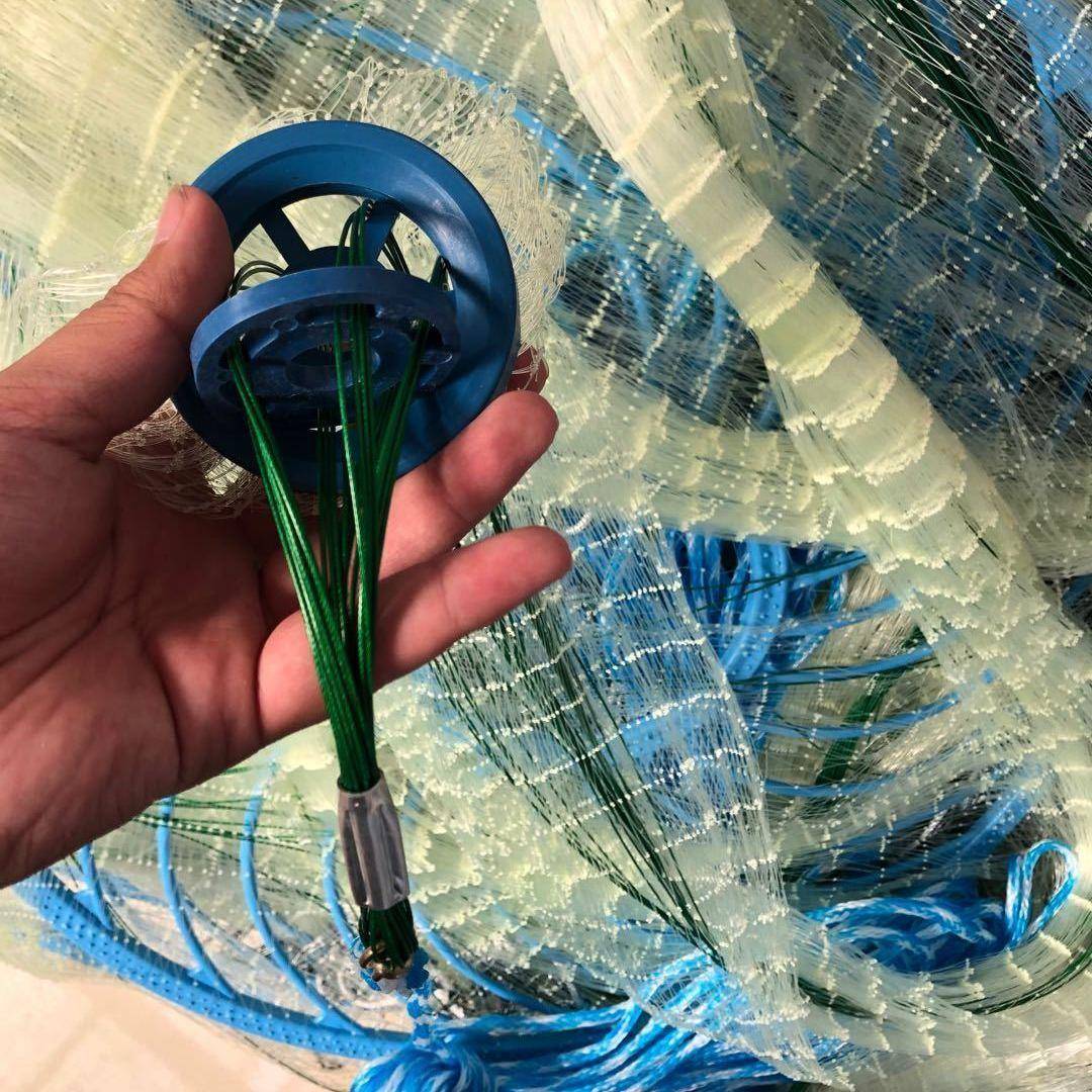 飞盘式撒网美式渔网抛网手撒手抛网鱼网捕鱼自动易抛旋网捕鱼华庚