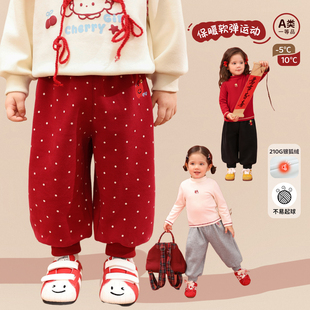 小O爸婴童 女宝波点加绒束脚卫裤2026春季新款保暖婴儿蹦蹦裤子