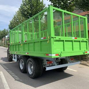 高仓栏式 货物牵引车仓库蔬菜水果食品运输车绿色四轮物资拖挂车