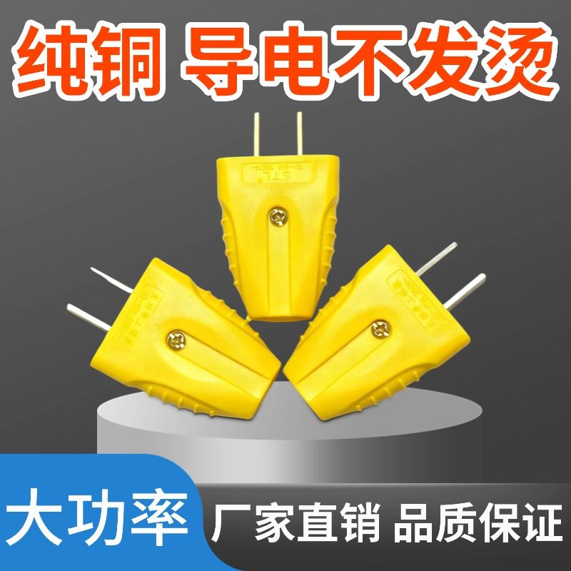 3C认证家用2孔插头纯铜耐高温两用款防摔可旋转大功率两脚插头