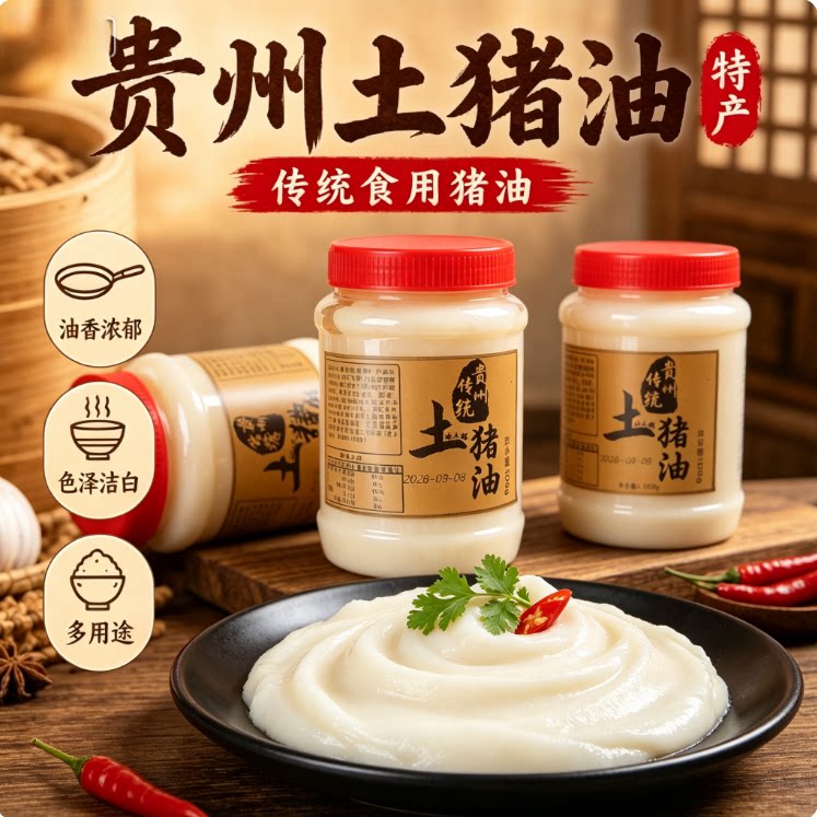 贵州手工土猪油醇香入味炒饭煮汤