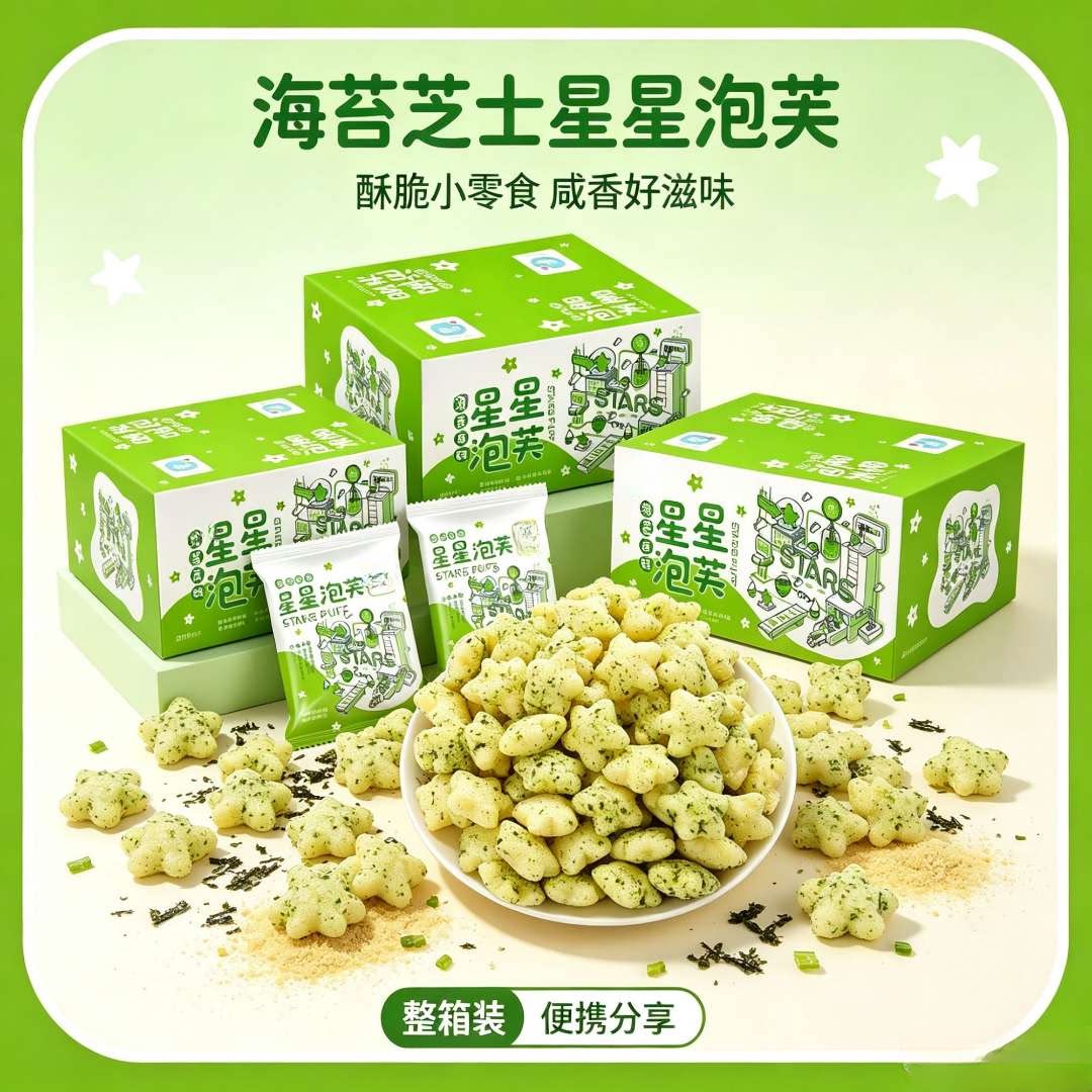 【海苔高钙星星泡芙】海苔谷物