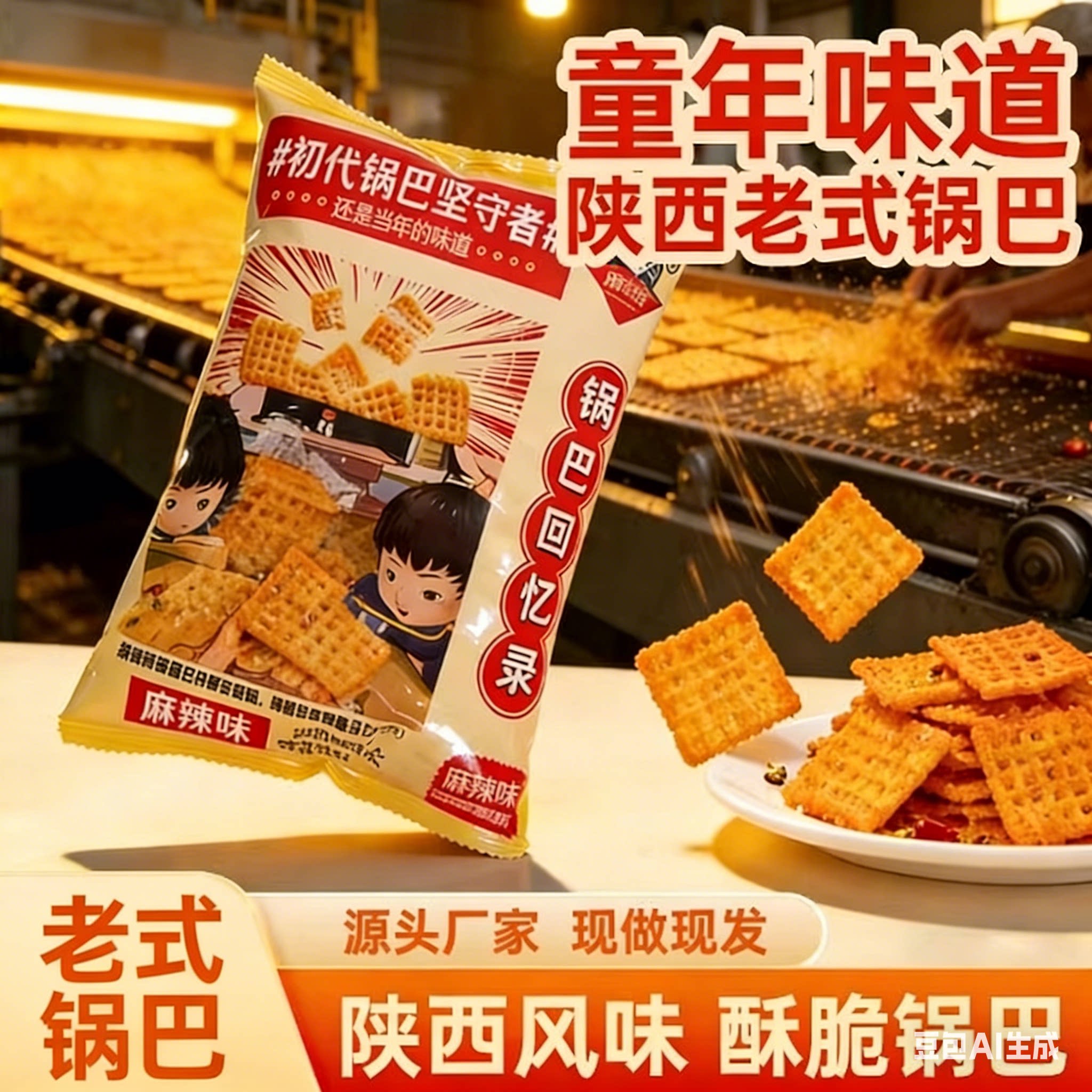 锅巴陕西特产散装大包装麻辣