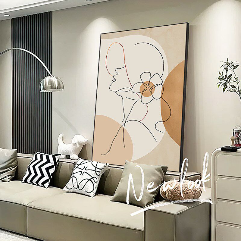 侘寂风沙发背景墙装饰画极简线条人物客厅挂画抽象玄关壁画落地画
