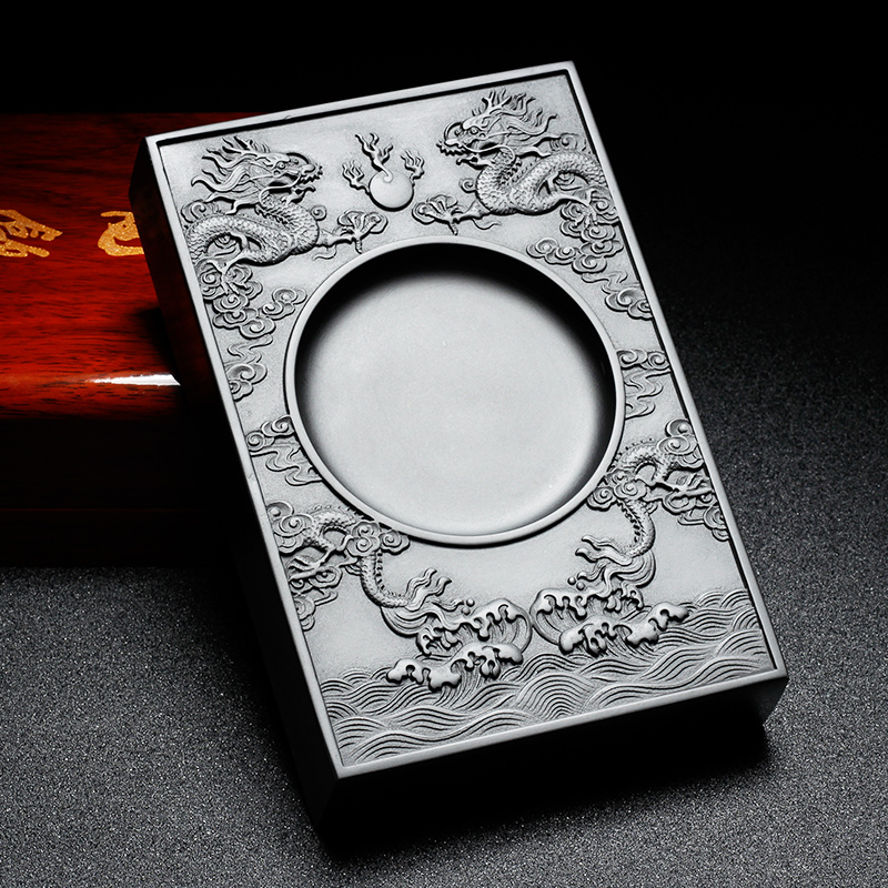 《龙戏珠》非遗 安徽可磨墨砚台歙砚老坑天然研墨墨砚名师手工石