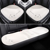 汽车坐垫四季 凉垫车内座垫座椅垫 通用座椅棉麻亚麻卡通车垫夏季