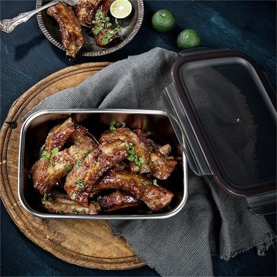 曼食慢语 cuitisan酷艺师304不锈钢便当餐盒可微波加热保鲜饭盒