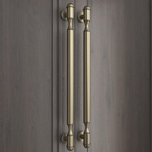 极简高端有框玻璃大门拉手酒店包间明装实木门把手黑色