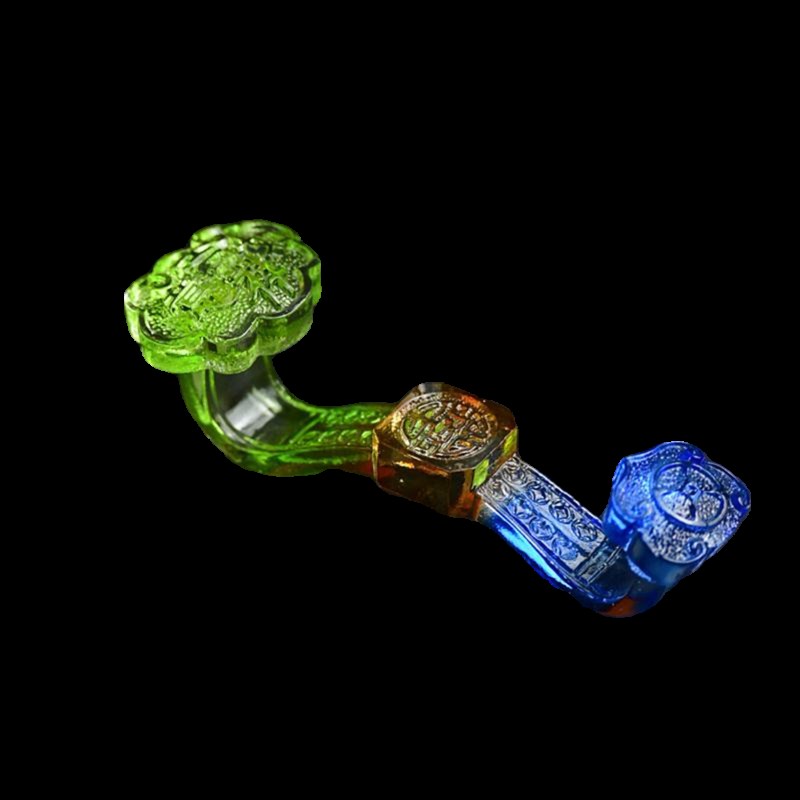 七彩琉璃红白紫粉绿水晶如意摆件客厅玄关招财业礼品吉祥装饰品