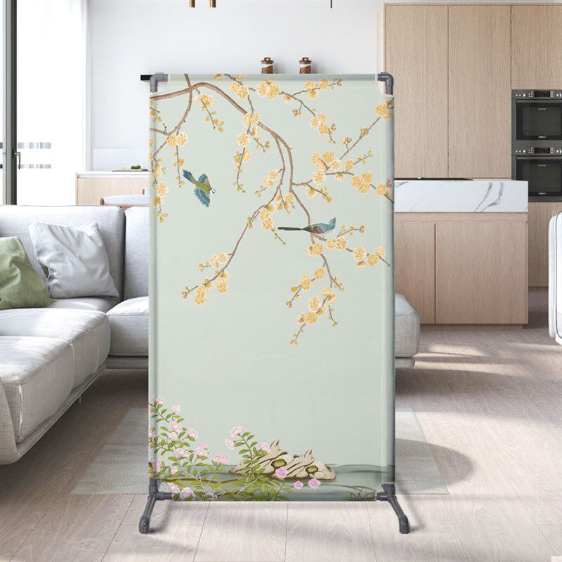 新屏风客厅卧室手绘鸟办公遮挡轻便组装