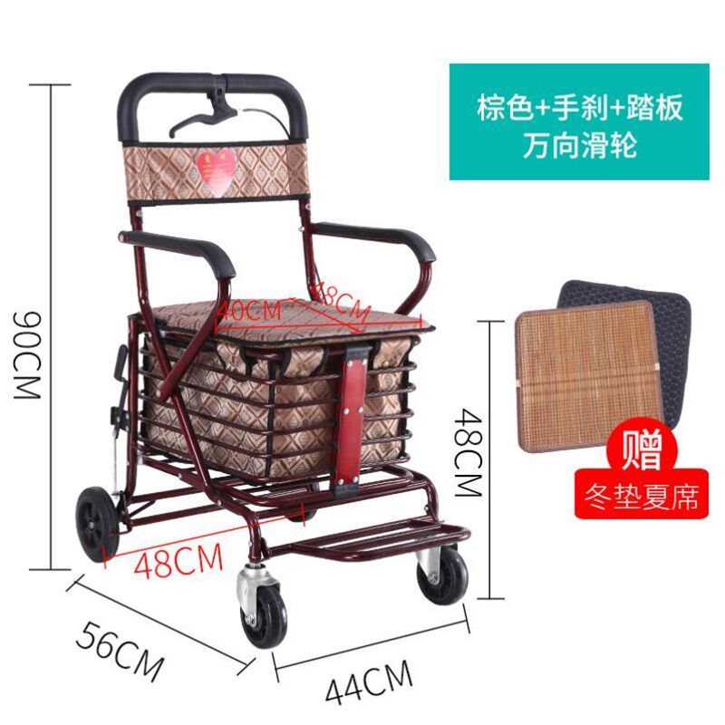 老年倒代步车老推车助步手推轮子小型买菜车老小推车散