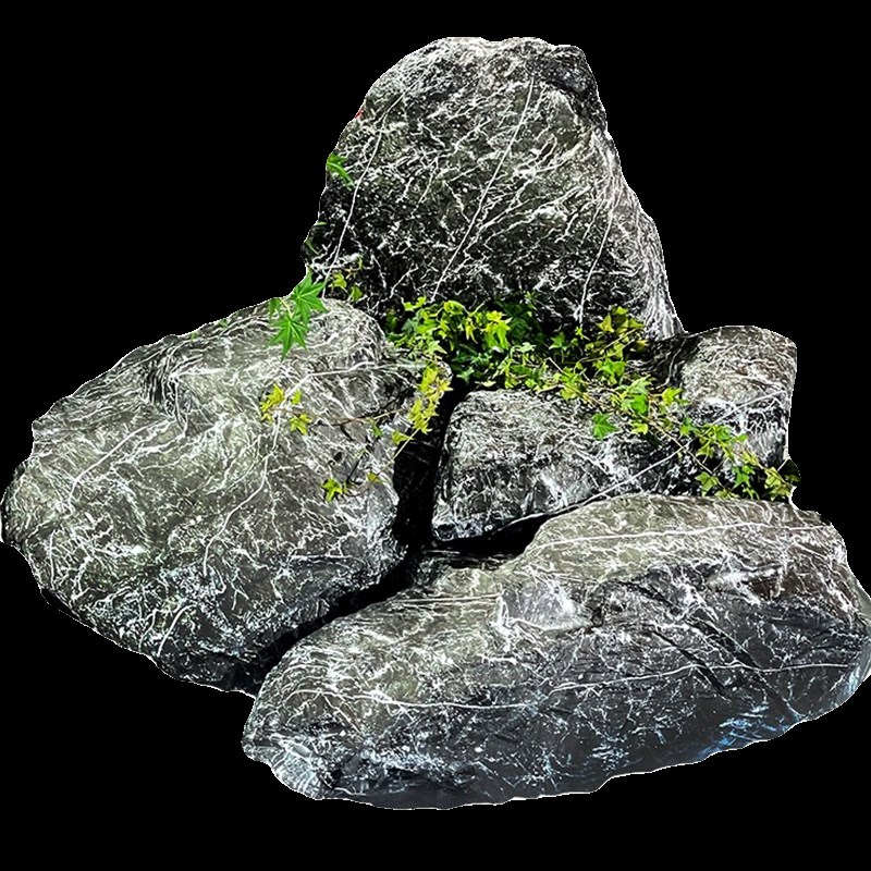 仿真玻璃钢黑山石庭院楼梯间假石头造景道具园林假山景观装饰