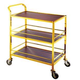 三层钛金酒水车酒店服务车钢木手推车送餐车车酒吧服务车