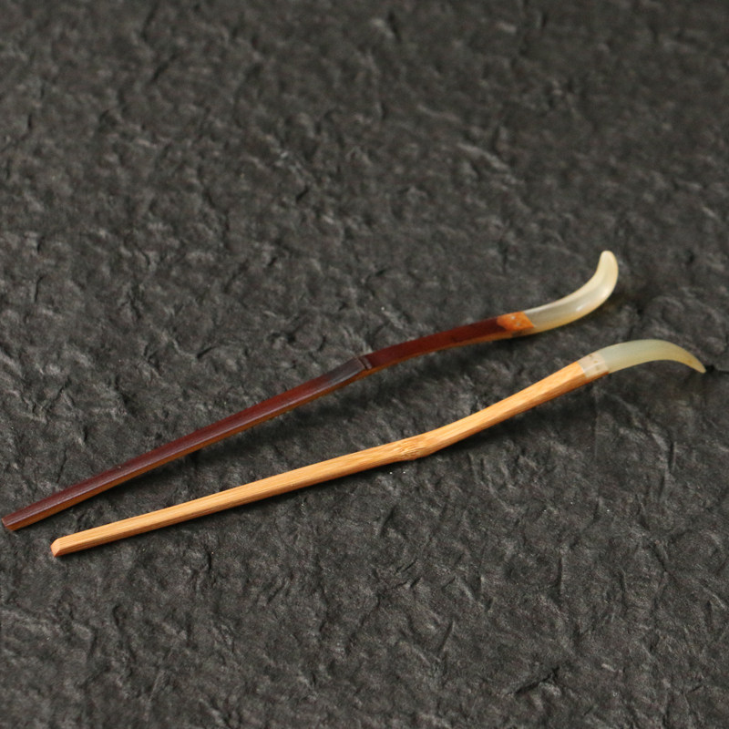 广西老煤竹老料白牛角纯手工精工制作茶道茶拨零配茶具竹器工艺品