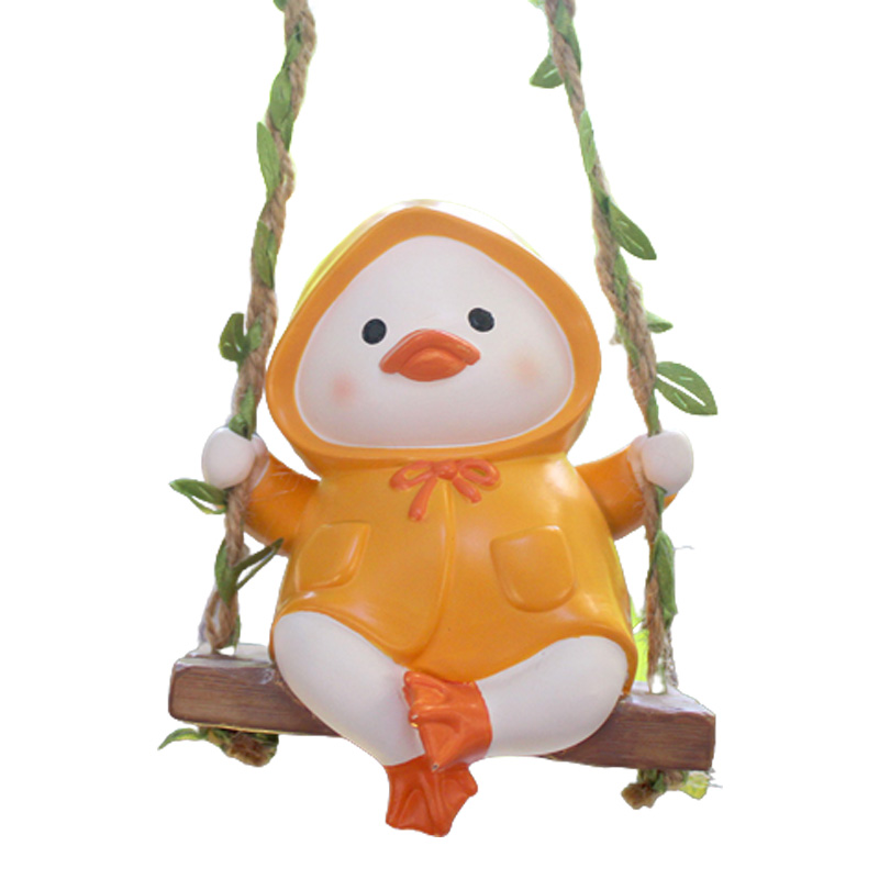创意动物可爱鸭子荡秋千装饰品摆件庭院花园阳台吊件壁挂民宿造景