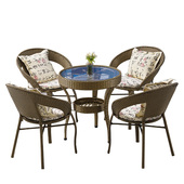 现代阳台桌椅藤椅三件小圆桌迷你靠背椅防腾椅茶桌椅子