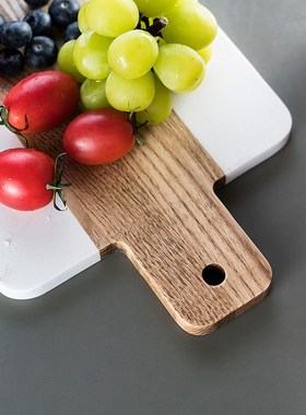 ill.F创意大理石拼接水曲柳实木砧板菜板戚风面包披萨水果