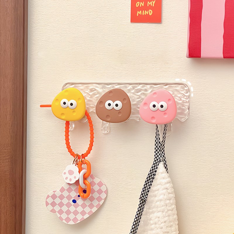 彩色圆球卫生间挂钩强力粘胶免打孔浴室粘钩钥匙挂架门后排钩