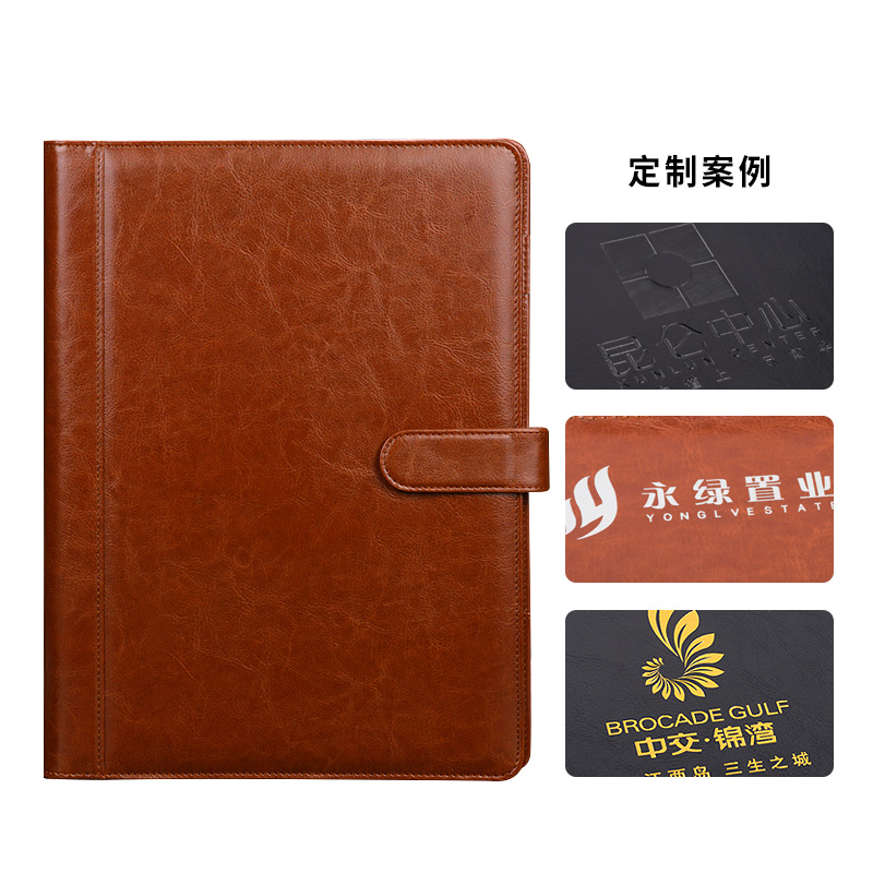 皮质多功能文件夹带计算器S店汽车楼盘销售夹办公经理夹定制