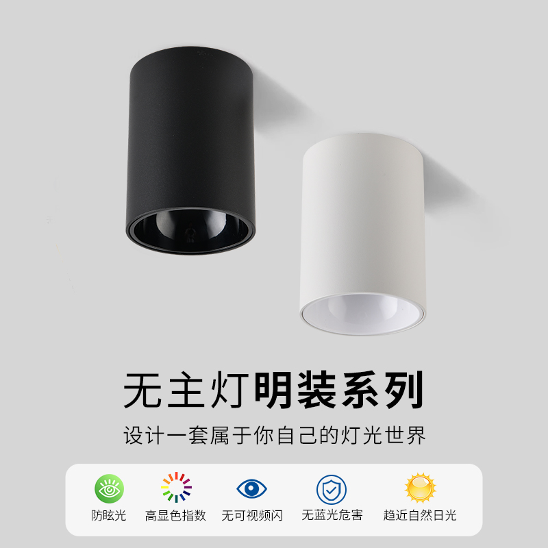 大观园明装筒灯射灯led天花灯家用吸顶式玄关走道客厅无灯R95E