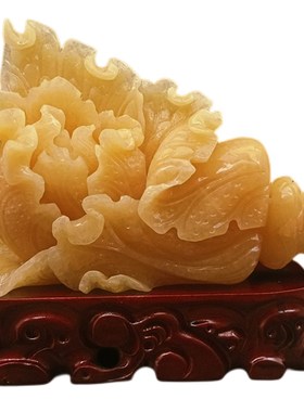 纯手工雕刻天然黄玉白菜摆件客厅玄关办公桌家居饰品乔迁业送礼
