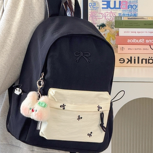蝴蝶结清新少女校园书包轻便高颜值大容量初中生高中生背包