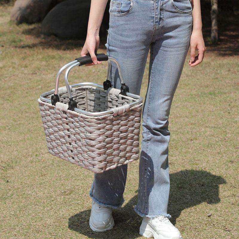 新款仿藤买菜篮子编织塑料大号菜筐提手澡堂洗澡篮子沐浴筐野餐篮