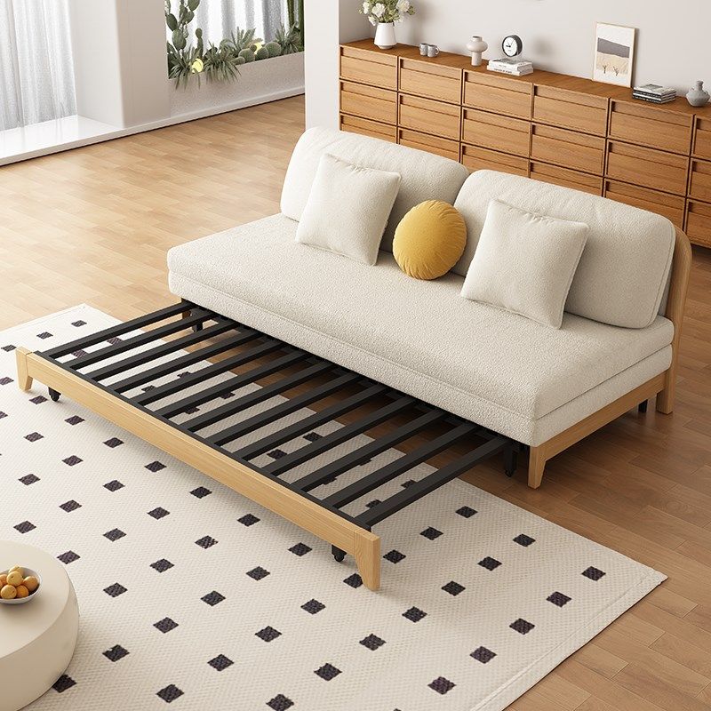 现代全实木沙发床两用客厅小户型书房家具新款无扶手,住宅家具,沙发床,淘宝优惠券,粉丝福利购,淘宝优惠卷