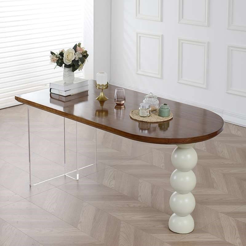 实木悬浮餐桌家用奶油风半圆岛台饭桌书桌椅小户型,商业/办公家具,食堂餐桌椅,淘宝优惠券,粉丝福利购,淘宝优惠卷