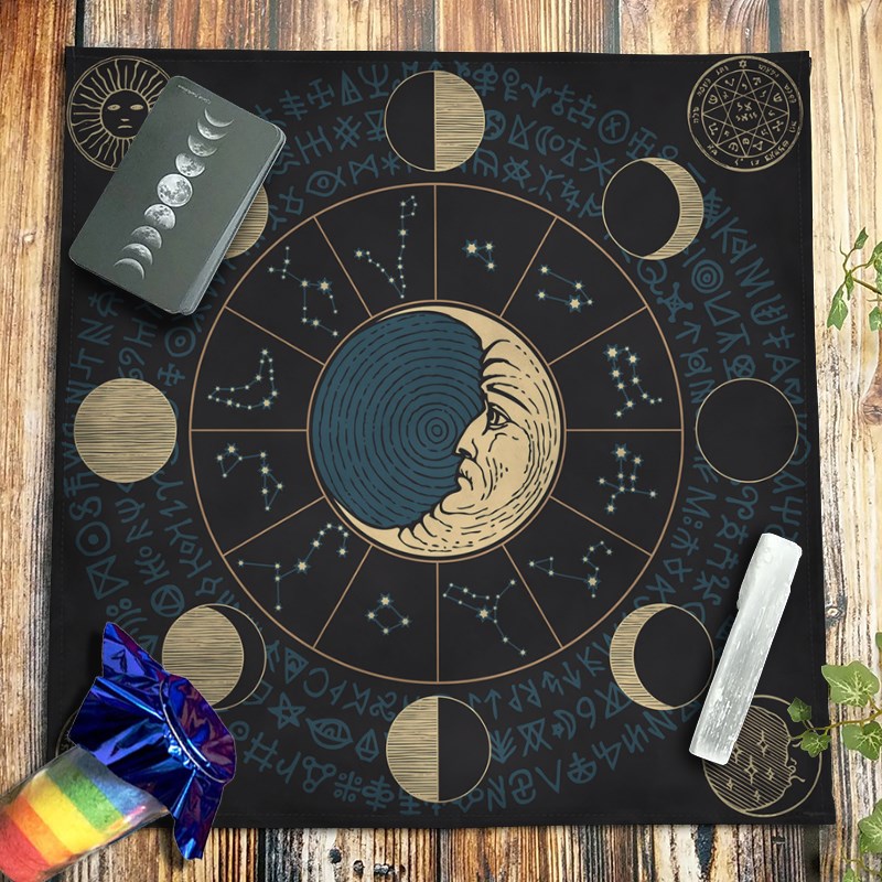 定制绒布月相星座塔luo牌桌布tarot塔牌布推牌布祭坛仪式布背景布