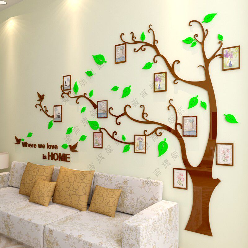 照片墙装饰品d立体墙贴房间卧室墙面贴画照片树相框贴纸自粘温馨