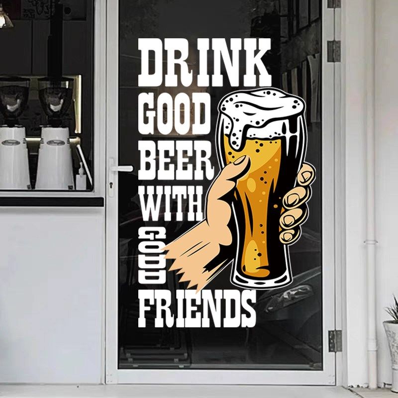 酒吧玻璃门纸烧烤店精酿啤酒馆推拉门橱窗海报广告静电画装饰,家居饰品,门贴,淘宝优惠券,粉丝福利购,淘宝优惠卷
