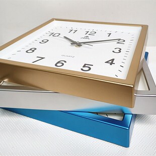 富达立体字方形挂钟时钟静音挂墙石英钟