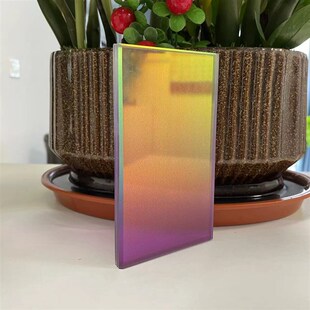 渐变夹胶玻璃 幻彩玻璃艺术夹丝玻璃炫彩变色玻璃墙 彩色玻璃