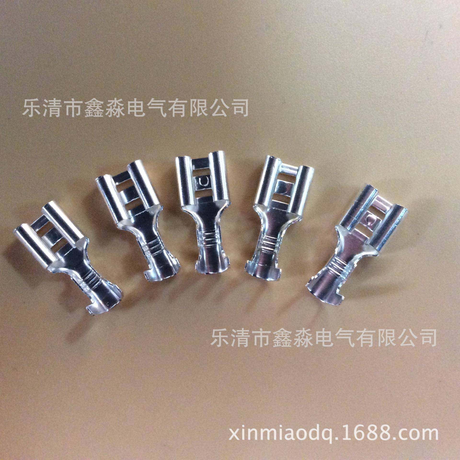 插拔式接线端子冷压端头插簧4.8mm铜接插件4.8插簧