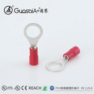 国赛科技冷压端子RV1.25 8圆形端子PVC冷压预绝缘端头接线耳端子