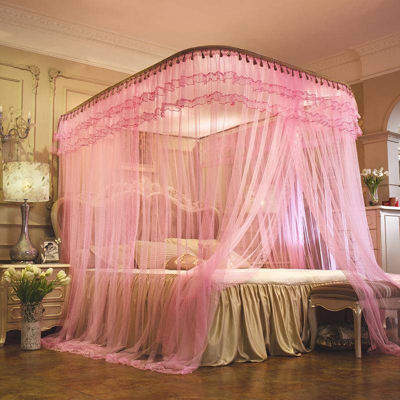 U型导轨伸缩三开门蚊帐轨道宫廷落地公主风1.5米/1.8m2床双人家用