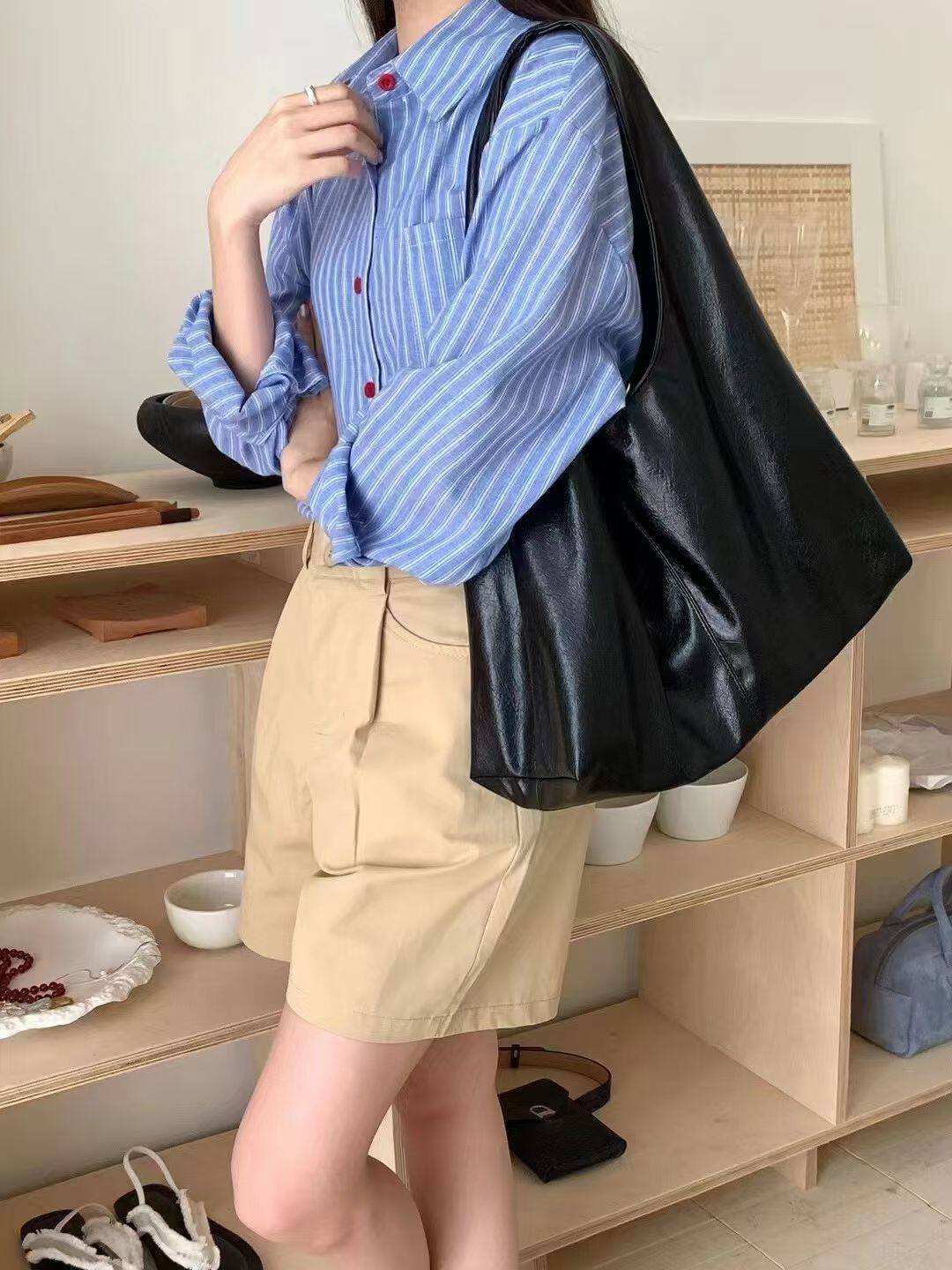 慵懒风软皮托特包大容量单肩女包