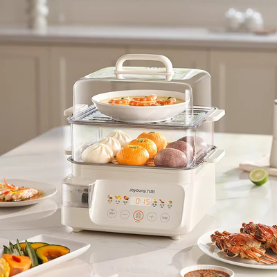 九阳电蒸锅家用一体多功能可视水箱不锈钢双层电煮锅电火锅早餐机