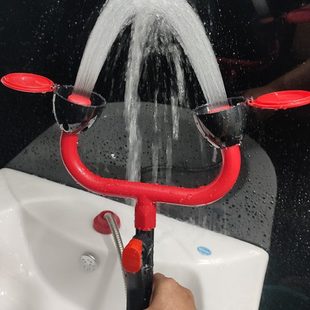保尔康洗眼器验厂牛角弯头配件双口自带防尘盖出水喷嘴ABS喷头